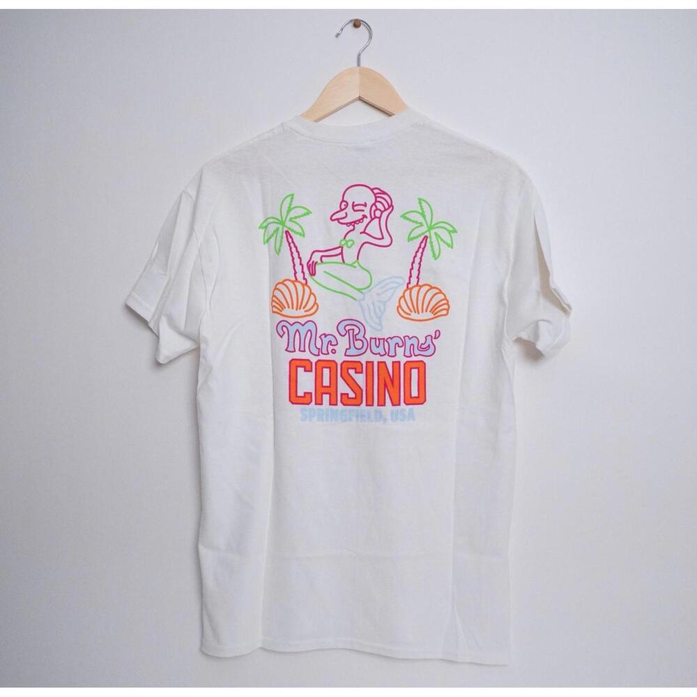 The Simpsons Mr.Burns Casino White T Shirt New Size M